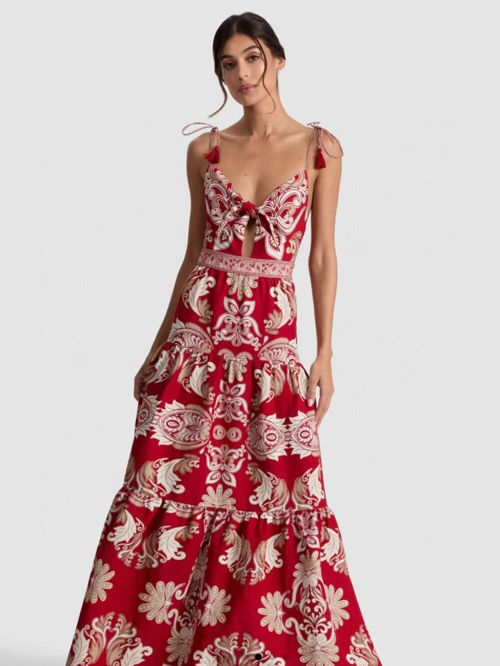 Alice and Olivia Minka Tie Front Maxi Dress